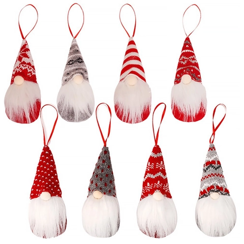 Gnomi Di Natale In Maglia Ornamenti Da Appendere Barba In Pelliccia Sintetica Bambole Tomte Svedesi Decorazioni Festa