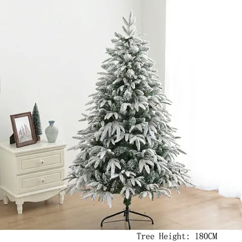 Kunstmatige Gevlokte Kerstboom Met Sneeuw Dennenappels Rode Bessen Metalen Standaard Grote Kerstboom Voor Vakantie Decoratie