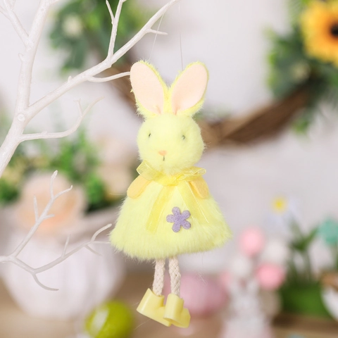 Pasen Pluche Konijn Hangende Ornament Schattig Konijn Decoratie Met Satijnen Lint Wortel Bloem Voor Home Festive Party Decor