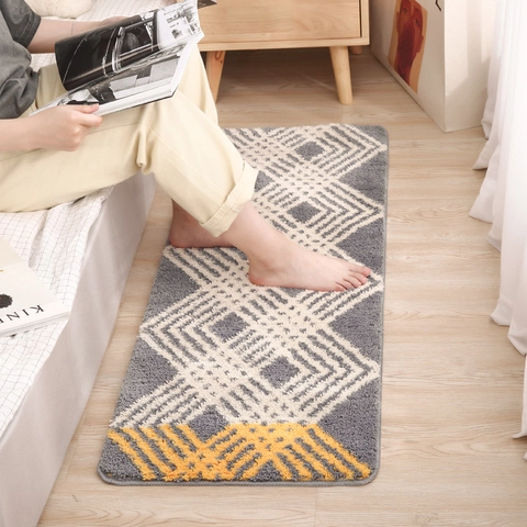 Geometrischer Gestreifter Hausteppich Rutschfeste Saugfähige Polyester Matte Für Küche Schlafzimmer Badezimmer Modernes Dekor