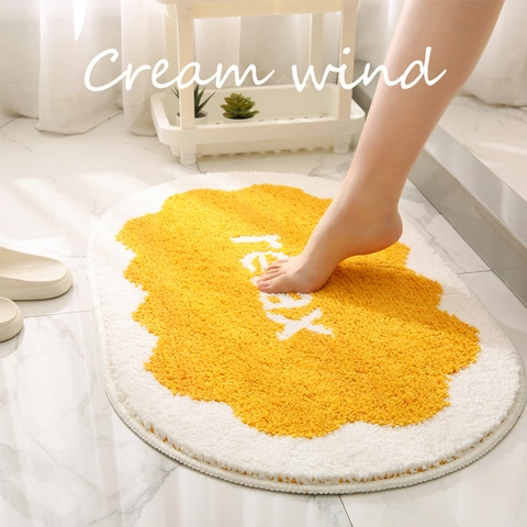 Tappetino da Bagno Assorbente Stile Crema Antiscivolo in Microfibra con Motivo a Nuvola Spessa Tappeto da Bagno Floccato per Doccia