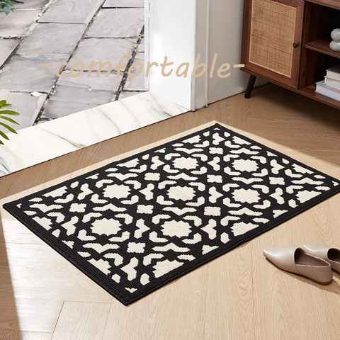 Zerbino D Ingresso Mandala Geometrico Retro Antiscivolo Polipropilene Intrecciato Raschietto Tappeto Da Pavimento Interno Decorazione Casa