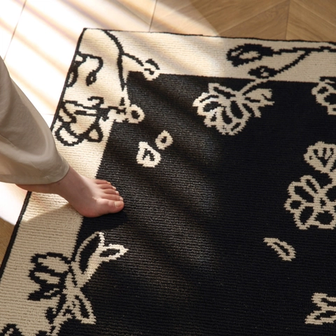Modern Floral Door Mat Polypropylene Loop Pile Woven Entryway Rug Dust Removal Floor Mat For Indoor Bedroom Hallway