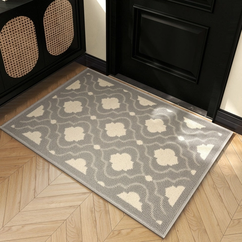 Tappetino Ingresso Antiscivolo Polipropilene Intrecciato Grigio Tappeto Geometrico Per Pavimento Casa