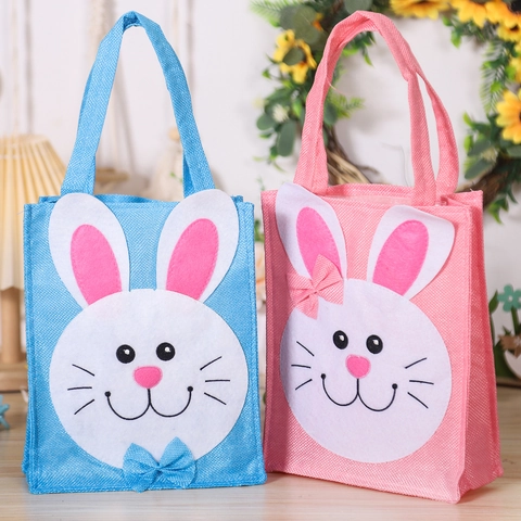 Easter Bunny Tote Bag Non-Woven Fabric Handheld Gift Candy Packaging Festive Party Decor Cartoon Cute For Kids