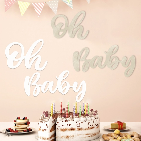 Oh Baby Letrero de Madera Decoración de Pared para Baby Shower Cumpleaños Fiesta Fondo Decoración Letras de Madera Ornamento Colgante