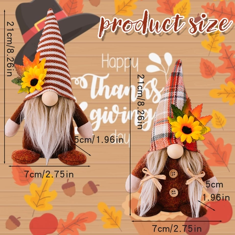 Fabric Thanksgiving Gnomes Decoration Harvest Festival Faceless Doll Sunflower Maple Leaf Autumn Home Holiday Decor Gift