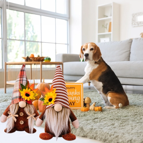 Fabric Thanksgiving Gnomes Decoration Harvest Festival Faceless Doll Sunflower Maple Leaf Autumn Home Holiday Decor Gift