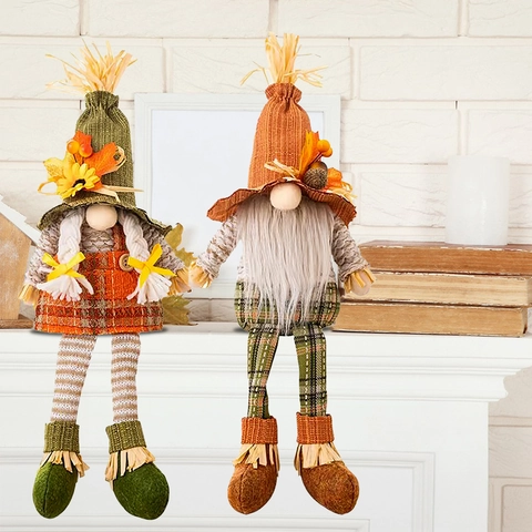 Harvest Festival Gnome Πλούσια Διακόσμηση Χειροποίητο Φθινόπωρο Φύλλο Σφενδάμου Ηλιοτρόπιο Μακριά Πόδια Κούκλα Για Την Ημέρα Των Ευχαριστιών