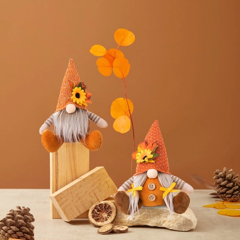 Thanksgiving Gnome Decorations Harvest Festival Sunflower Maple Leaf Faceless Doll For Autumn Fall Home Window Table Decor