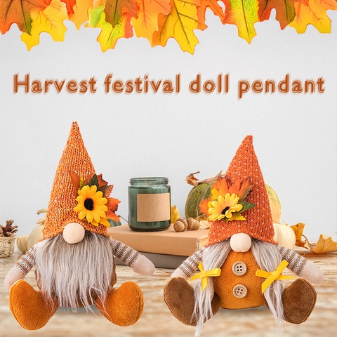 Oogstfeest Kabouter Pop Hanger Herfst Decoratie Gebreide Zonnebloem Esdoornblad Pluche Handgemaakte Huis Ornament