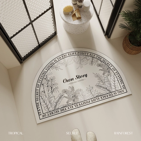 Diatom Mud Bathroom Mat Non Slip Quick Dry Water Absorbent Floor Rug Tropical Leaf Print Retro Minimalist Home Decor