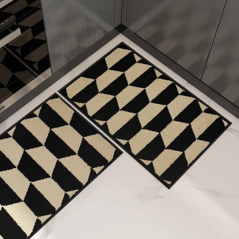 Alfombra De Cocina Absorbente Resistente Al Aceite Antideslizante Moderna Nórdica Patrón Geométrico Respaldo TPR Lavable
