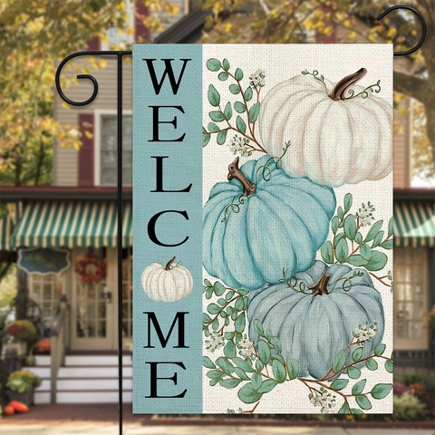 Thanksgiving Autumn Harvest Garden Flag Pumpkin Sunflower Linen Outdoor Courtyard Banner Fall Festival Home Decor Banner
