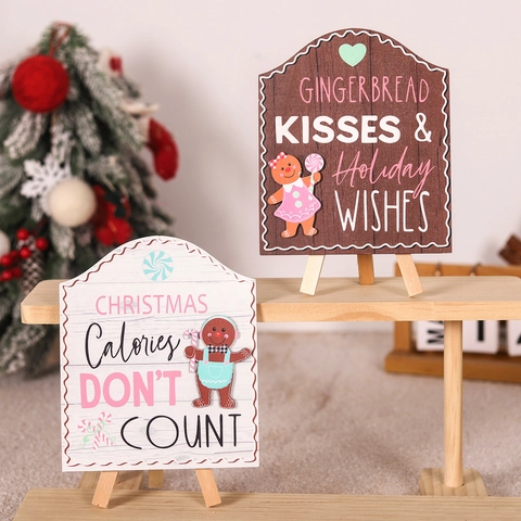 Weihnachten Holz Lebkuchenmann Tischaufsteller Mit Staffelei Ständer Feiertag Dekoration Holzschild Lustiger Spruch Ornament