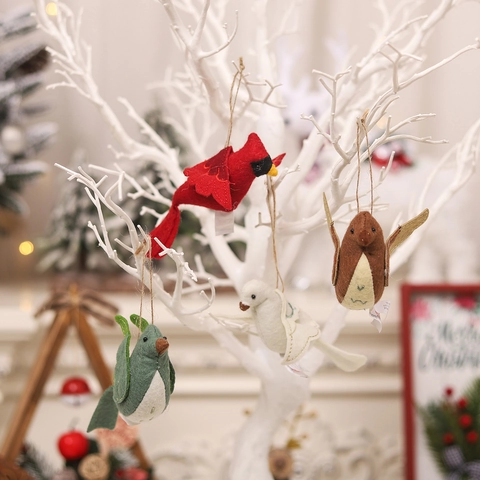 Weihnachten Filz Vogel Hängeornamente Stoff Tier Anhänger Für Weihnachtsbaum Heimdekoration Party Handgefertigte Feiertagsdekorationen