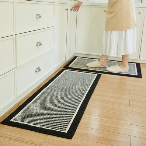 Tapis de Cuisine Absorbant Antidérapant en Polypropylène Rayé Tapis de Sol Lavable pour Entrée Décoration de Maison Moderne Minimaliste