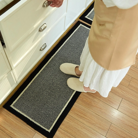 Tapis de Cuisine Absorbant Antidérapant en Polypropylène Rayé Tapis de Sol Lavable pour Entrée Décoration de Maison Moderne Minimaliste