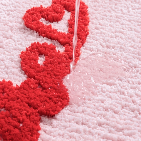 Badmat Met Hi There Letters Gevlokt Polyester Antislip Absorberende Vloermat Roze Voor Badkamer Slaapkamer