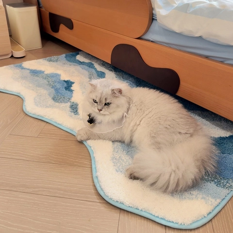 Ocean Wave Plush Area Rug Irregular Non Slip Floor Mat For Bedroom Living Room Bathroom Modern Home Decor
