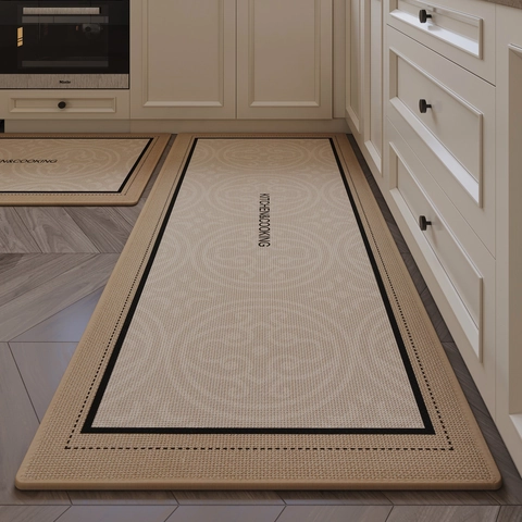 Tappeto Da Cucina Antiscivolo Impermeabile Resistente All'olio Poliestere Trama Lino Lavabile Tappeto Lungo Per Casa