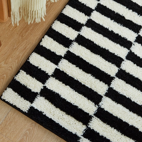 Tappeto Runner Geometrico Moderno Spesso Assorbente Antiscivolo Da Scendiletto Retro Taftato Poliestere Decorazione Casa