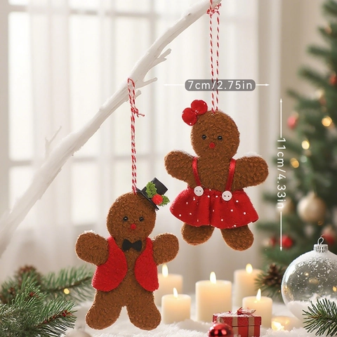 Kerst Peperkoekman Paar Pluche Hangende Ornamenten Boomdecoratie Feestdecoratie Vakantie