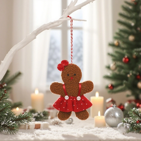Kerst Peperkoekman Paar Pluche Hangende Ornamenten Boomdecoratie Feestdecoratie Vakantie