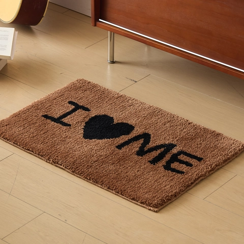 Tapis de Bain Absorbant Flocage Vintage Tapis de Chambre Antidérapant Avec Motif I Heart Me Tapis de Sol en Polyester Doux