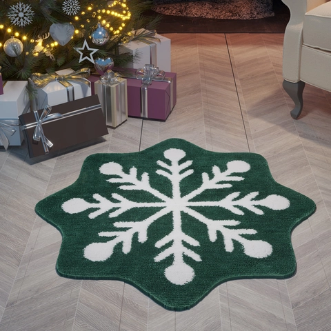 Tapis de Sol Floqué en Forme de Noël Antidérapant Absorbant en Polyester Pour Chambre Salle de Bain Salon Décoration Flocon de Neige Sapin de Noël Chaussette