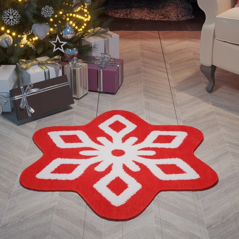 Tapis de Sol Floqué en Forme de Noël Antidérapant Absorbant en Polyester Pour Chambre Salle de Bain Salon Décoration Flocon de Neige Sapin de Noël Chaussette