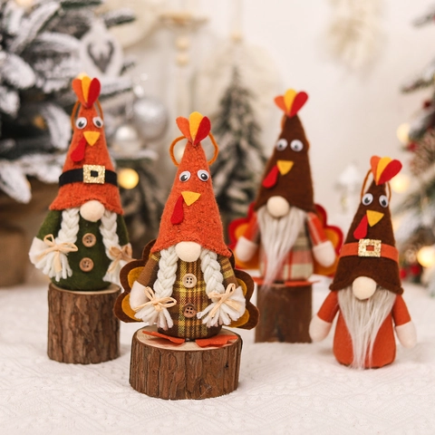 Gnomo Tacchino del Ringraziamento Luminoso Peluche Bambola Autunno Raccolto Decorazione Fatto a Mano Con Luce LED per Casa Festa