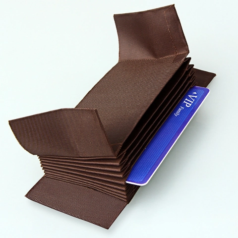 Accordion Card Holder Insert Horizontal Polyester Fabric Coffee Color Wallet Organizer Expandable Interior