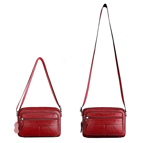 Borsa A Spalla In Vera Pelle Per Donna Morbida Pelle Di Vacchetta Motivo Litchi Tasche Multiple Con Cerniera Borsa A Tracolla Casual