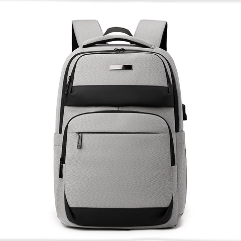 Sac à Dos Business pour Hommes Nylon Imperméable Sacoche pour Ordinateur Portable 15.6 Pouces Avec Port de Charge USB Décontracté Voyage Sac à Jour