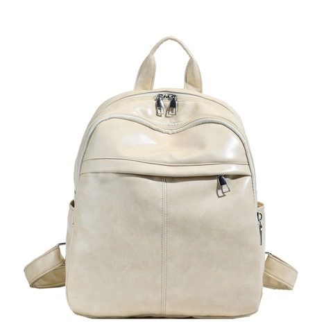 Sac À Dos Femme Mode Cuir PU Souple Multi-poches Léger Quotidien Voyage École Simple Tendance