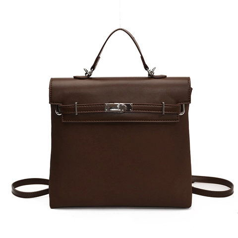 Zaino In Pelle PU Vintage Da Donna Borsa A Mano Retro Per Pendolari Con Chiusura A Girello Argento Elegante