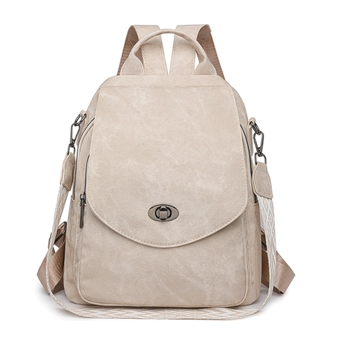 Zaino Da Donna In Pelle PU Di Moda Grande Capacità Borsa Da Viaggio Vintage Patta Chiusura A Girello Con Tracolla Intrecciata