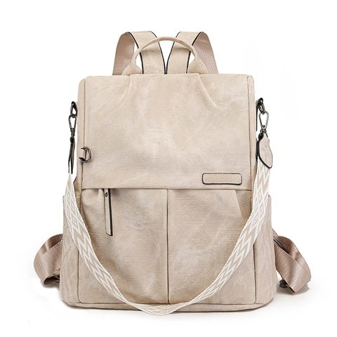 Mochila Antirrobo Mujer Retro Cuero PU Gran Capacidad Bolsa Viaje Correa Geométrica Desmontable Urbano Simple Funcional
