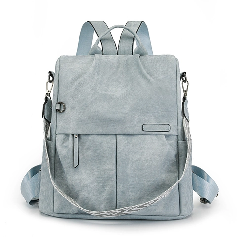 Women Fashion Backpack PU Leather Matte Retro Anti-Theft Shoulder Bag Large Capacity Commuting With Woven Strap Durable