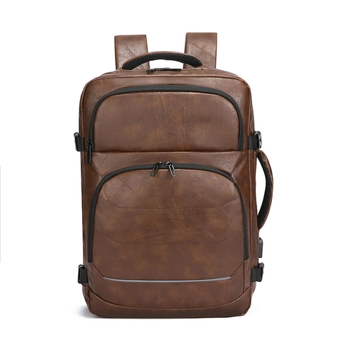 Zaino Business Grande Capacità Viaggio Borsa Porta PC Pelle PU Scomparti Multipli Con Porta USB Maniglia Laterale