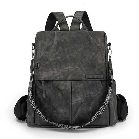 Women Fashion Backpack PU Leather Matte Retro Anti-Theft Shoulder Bag Large Capacity Commuting With Woven Strap Durable