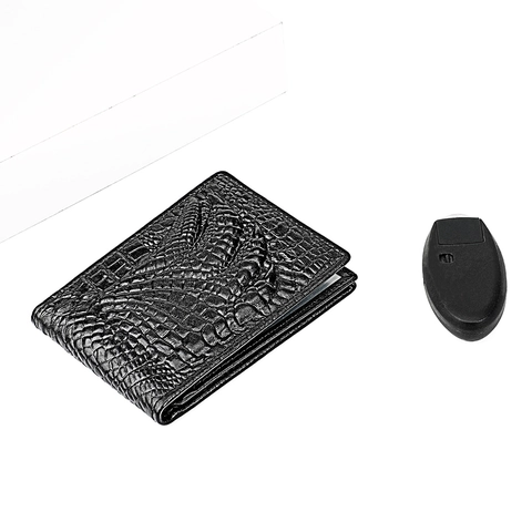 Portefeuille Porte-cartes Pour Homme Cuir De Vachette Véritable Rétro 3D Crocodile Gaufré Étui Permis De Conduire