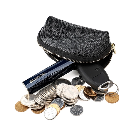 Mini Portamonete In Vera Pelle Di Vacchetta Blocco RFID Borsa Per Chiavi Supporto Per Chiavi Auto Pochette Con Cerniera