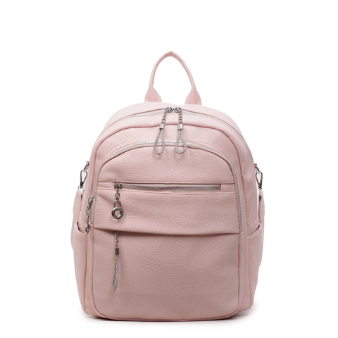 Damen Mode PU Leder Rucksack Große Kapazität Litschitextur Reisen Schultasche Mit Geometrischem Gurtband Kettentroddel