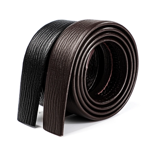 Top Layer Cowhide Leather Belt Strap Without Buckle For Men Automatic Ratchet Replacement Belt Business Casual Ripple Texture Men Belt Strap