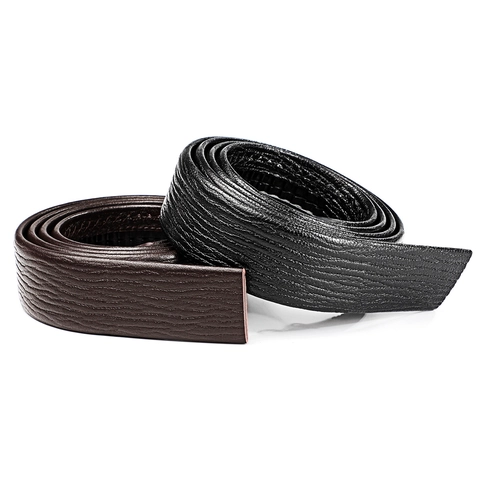 Top Layer Cowhide Leather Belt Strap Without Buckle For Men Automatic Ratchet Replacement Belt Business Casual Ripple Texture Men Belt Strap