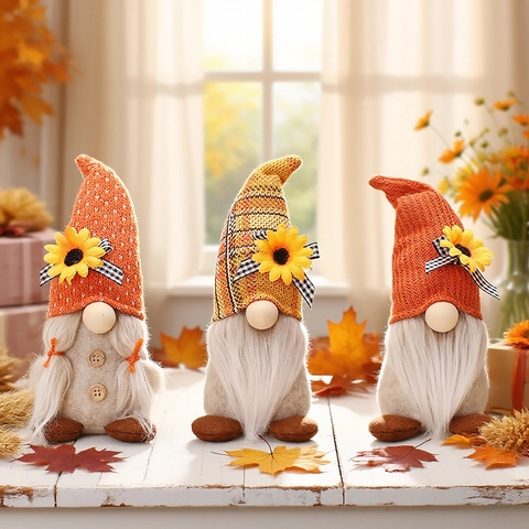 Herbst Ernte Sonnenblume Gnome Strickstoff Gesichtlose Tomte Puppe Desktop Ornamente Für Thanksgiving Bauernhaus Dekor