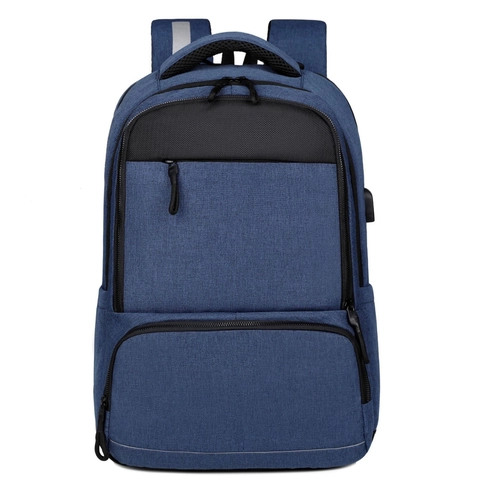 Zaino da Viaggio Business da Uomo Grande Capacità Borsa per Laptop Tessuto Nylon Oxford Porta di Ricarica USB Striscia Riflettente