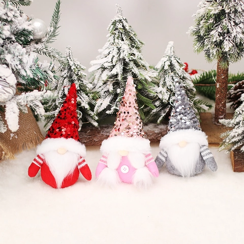 Kerstkabouter Hangend Ornament Pailletten Hoed Pluche Gezichtsloze Bosman Pop Voor Kerstboom Feest Decoratie